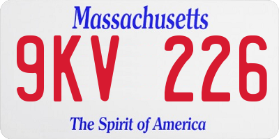 MA license plate 9KV226
