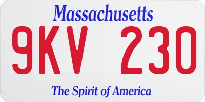 MA license plate 9KV230