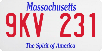 MA license plate 9KV231