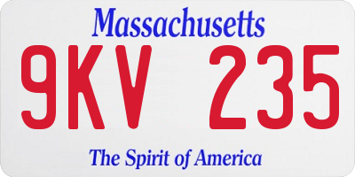 MA license plate 9KV235