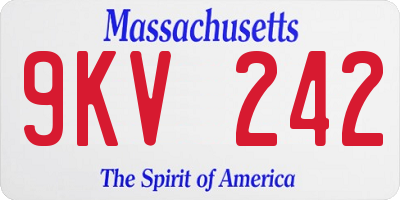MA license plate 9KV242