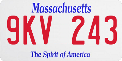 MA license plate 9KV243