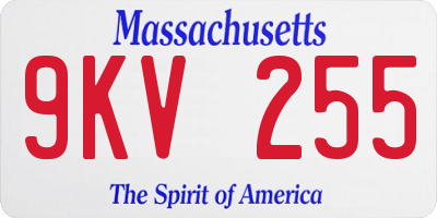 MA license plate 9KV255