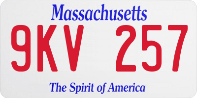 MA license plate 9KV257
