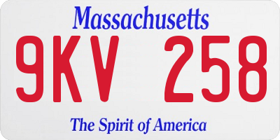 MA license plate 9KV258
