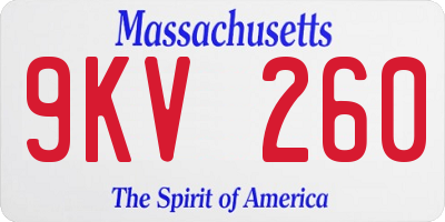 MA license plate 9KV260