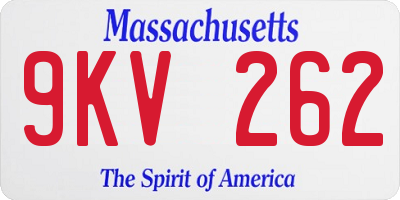 MA license plate 9KV262