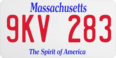 MA license plate 9KV283