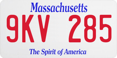 MA license plate 9KV285