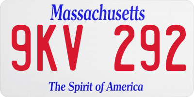 MA license plate 9KV292