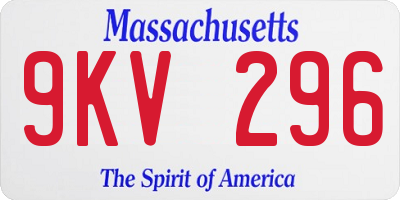 MA license plate 9KV296