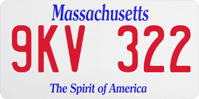 MA license plate 9KV322