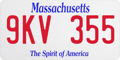 MA license plate 9KV355