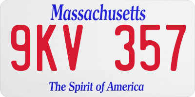 MA license plate 9KV357