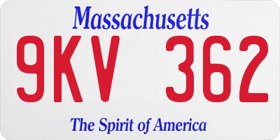 MA license plate 9KV362