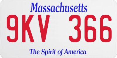 MA license plate 9KV366