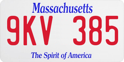 MA license plate 9KV385