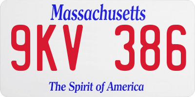 MA license plate 9KV386