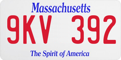 MA license plate 9KV392