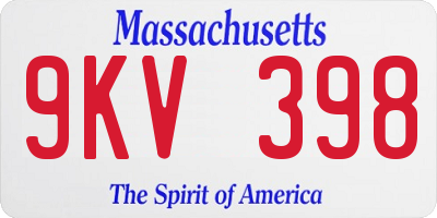 MA license plate 9KV398