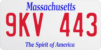 MA license plate 9KV443