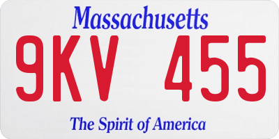 MA license plate 9KV455