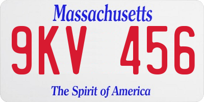 MA license plate 9KV456