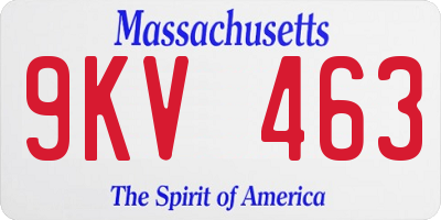 MA license plate 9KV463
