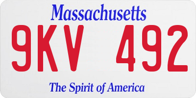 MA license plate 9KV492