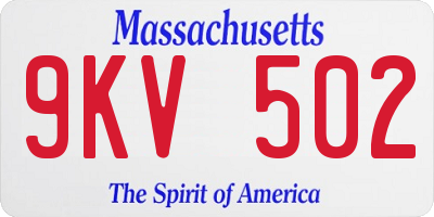 MA license plate 9KV502