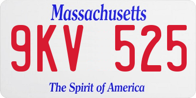 MA license plate 9KV525