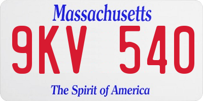 MA license plate 9KV540