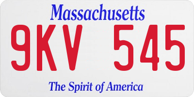 MA license plate 9KV545