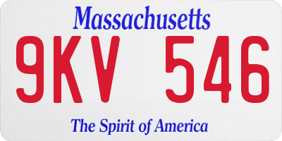 MA license plate 9KV546