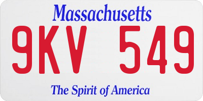 MA license plate 9KV549