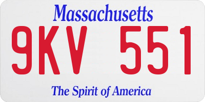 MA license plate 9KV551