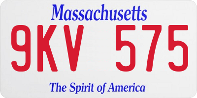 MA license plate 9KV575
