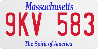 MA license plate 9KV583