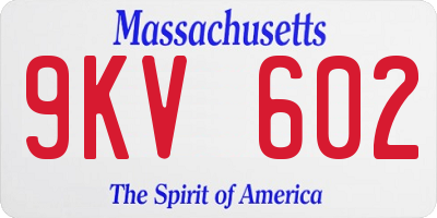 MA license plate 9KV602