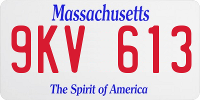 MA license plate 9KV613