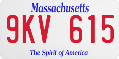 MA license plate 9KV615