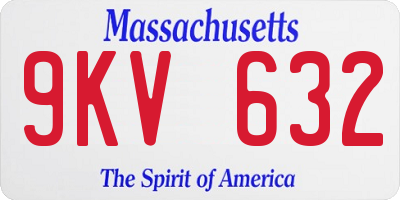 MA license plate 9KV632