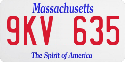 MA license plate 9KV635