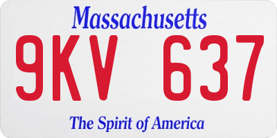 MA license plate 9KV637