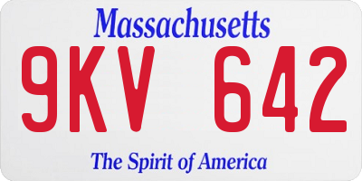 MA license plate 9KV642
