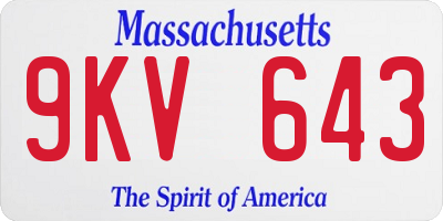 MA license plate 9KV643