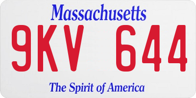 MA license plate 9KV644