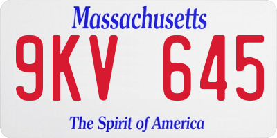MA license plate 9KV645