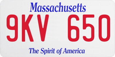 MA license plate 9KV650