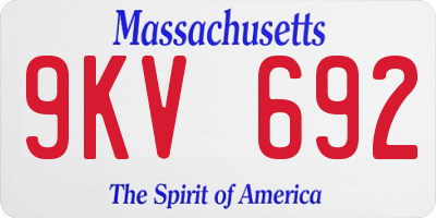 MA license plate 9KV692